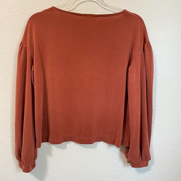 MADEWELL Sandwashed Gathered Sleeve Top In Rusty Torch Size Small - Picture 9 of 10